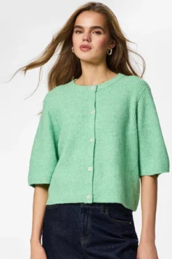 Silly O-Neck Knit Cardigan - Sprucestone Melange