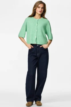 Silly O-Neck Knit Cardigan - Sprucestone Melange