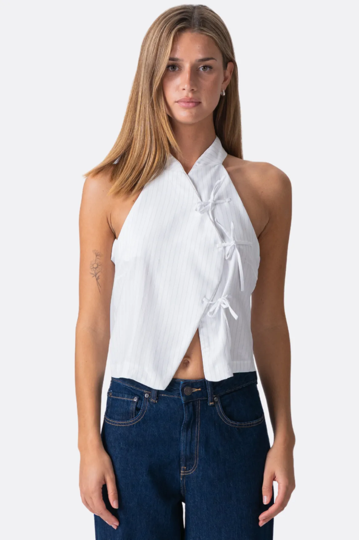 Silva Stribet Top - Hvid