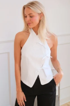 Silva Stribet Top - Hvid