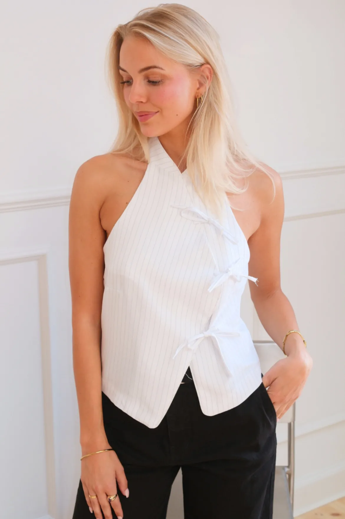 Silva Stribet Top - Hvid