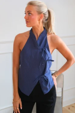Silva Stribet Top - Navy