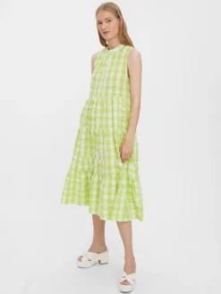 Sody Calf Highneck Kjole - Shadow Lime