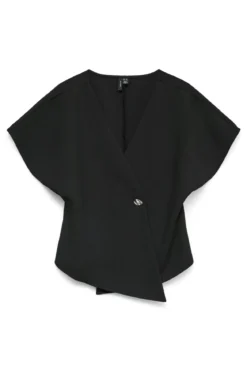 Sonja V-Neck Top - Sort/Sølv Knap