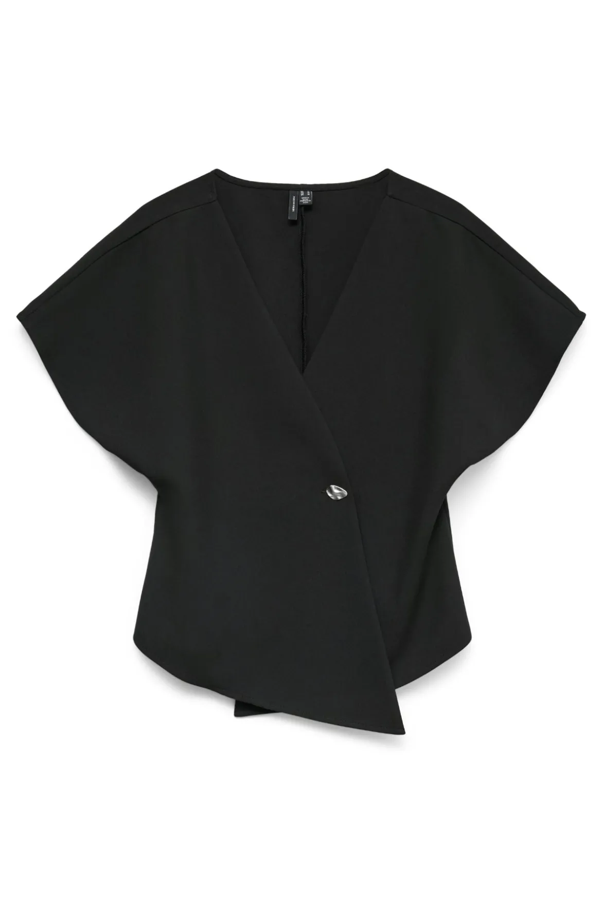 Sonja V-Neck Top - Sort/Sølv Knap