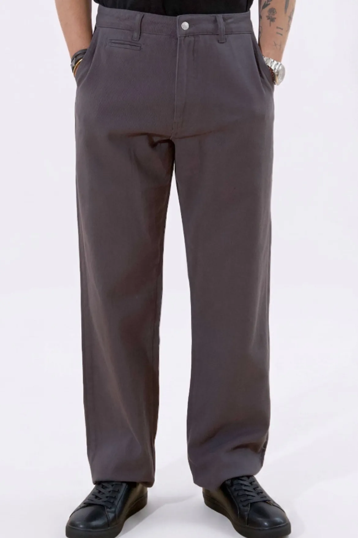 Straight Cotton Chino - Grå
