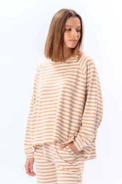 Stribet Langærmet Regular Fit - Beige