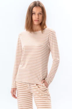 Stribet Langærmet Slim Fit - Beige