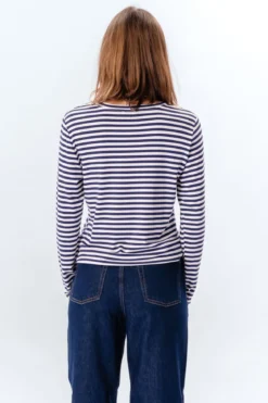 Stribet Langærmet Slim Fit - Blå