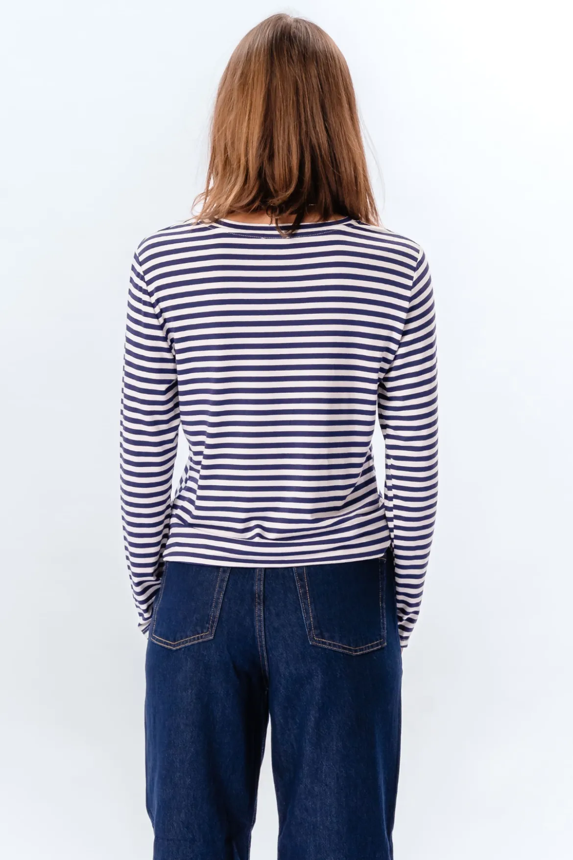 Stribet Langærmet Slim Fit - Blå