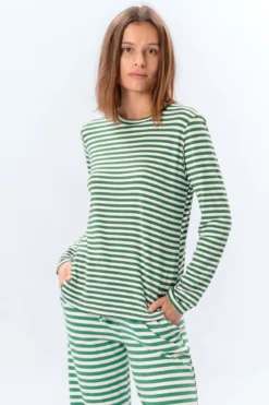 Stribet Langærmet Slim Fit - Grøn