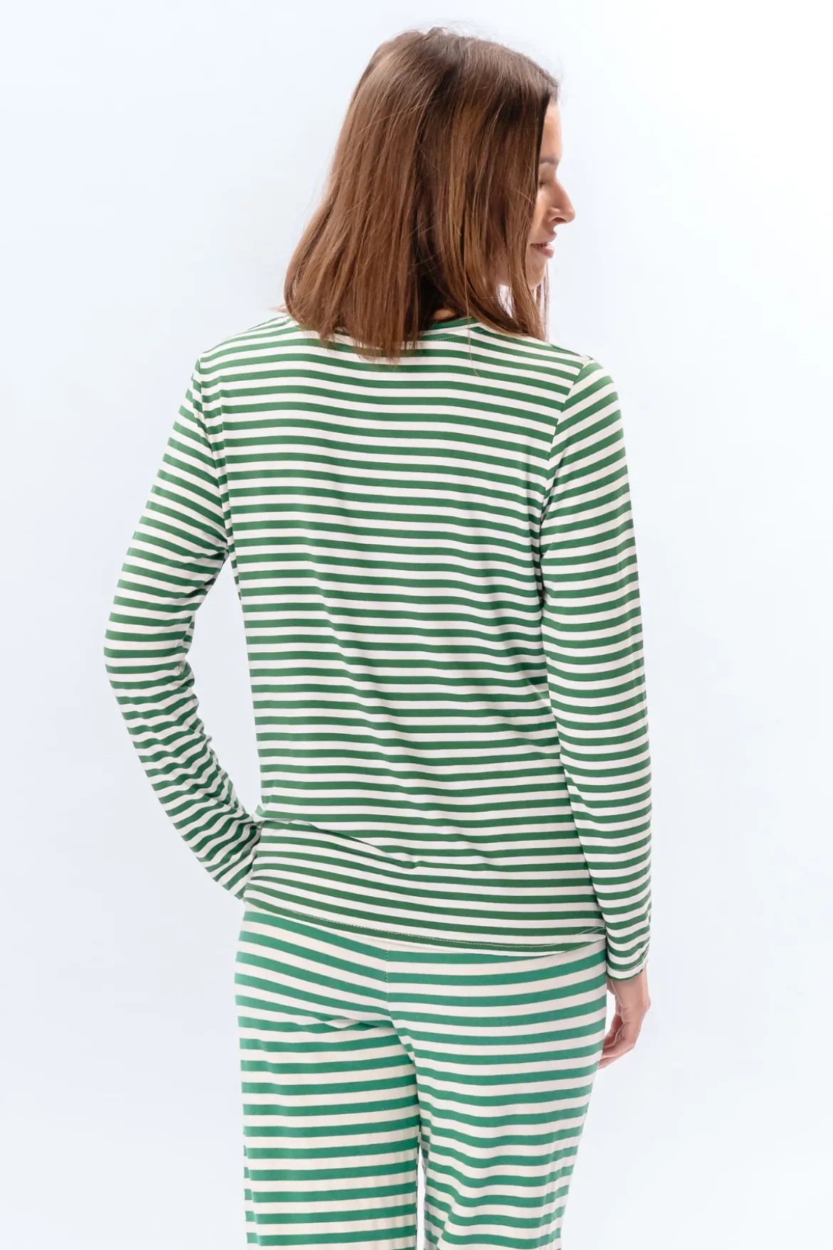Stribet Langærmet Slim Fit - Grøn
