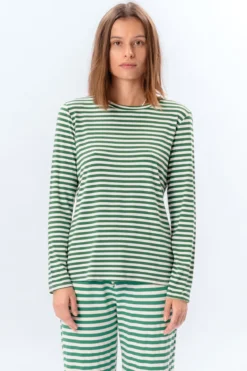 Stribet Langærmet Slim Fit - Grøn