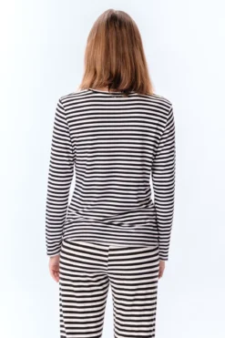 Stribet Langærmet Slim Fit - Sort