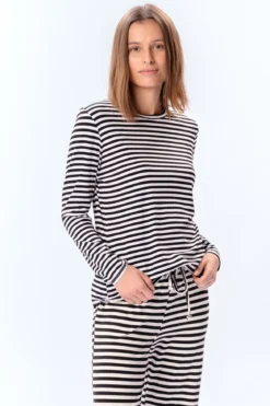 Stribet Langærmet Slim Fit - Sort