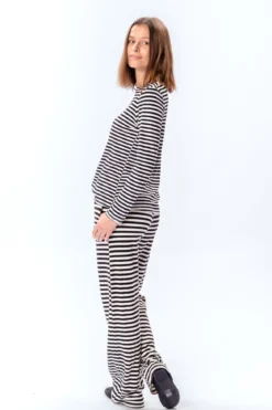Stribet Langærmet Slim Fit - Sort