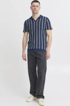 Stribet Pullover - Blå
