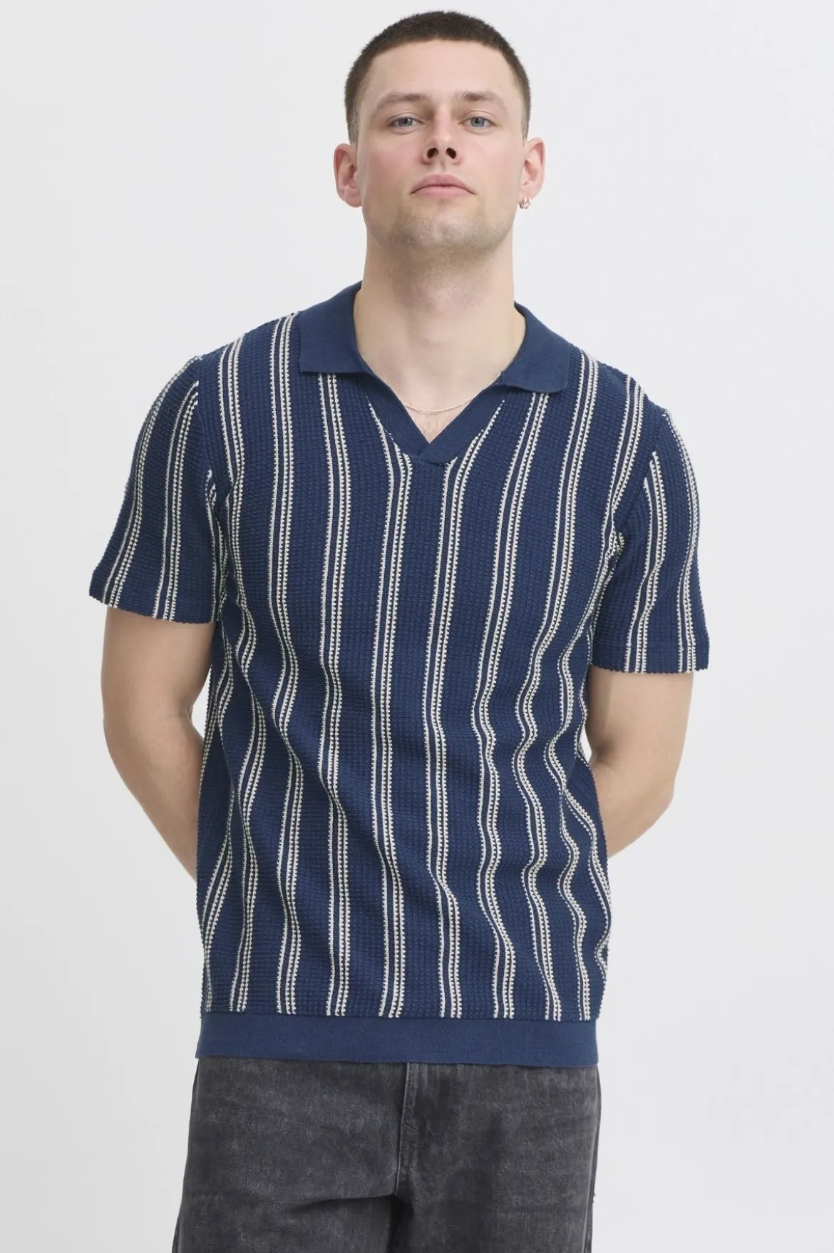Stribet Pullover - Blå