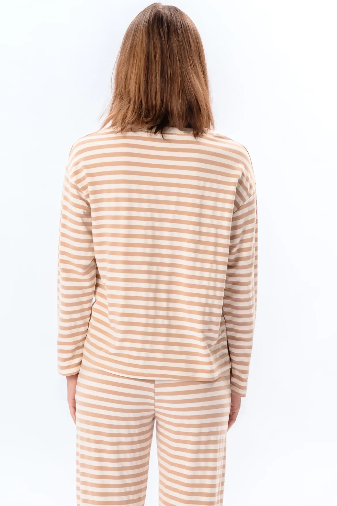 Stribet Trøje - Beige