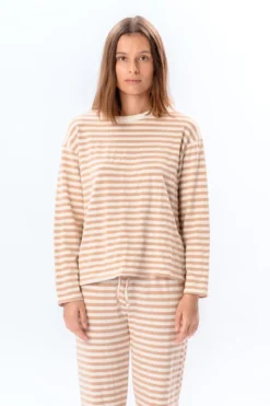 Stribet Trøje - Beige