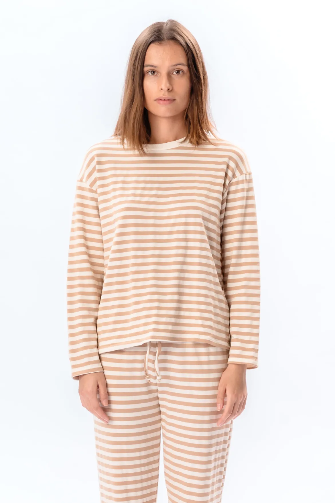 Stribet Trøje - Beige