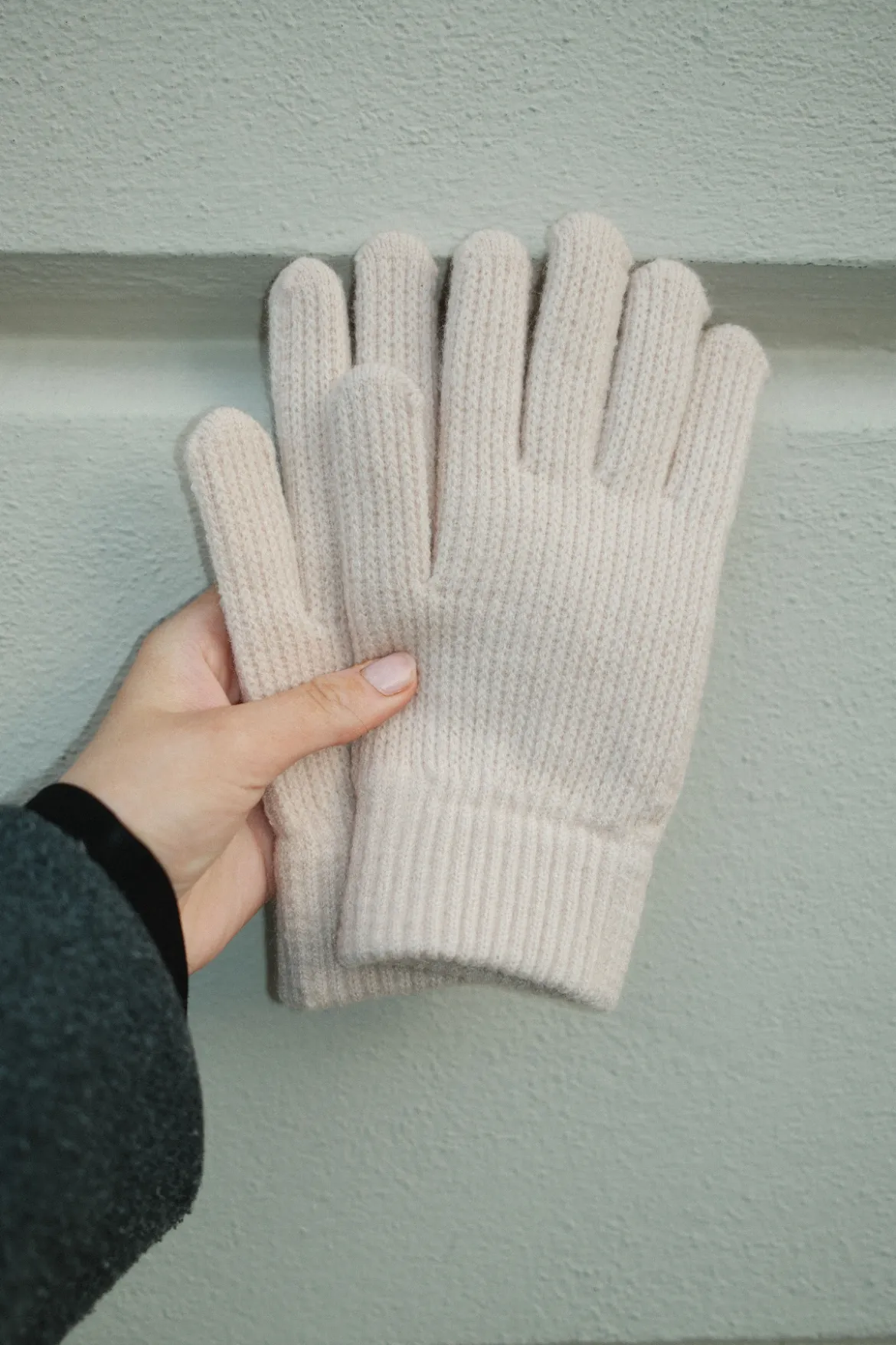Strikkede Handsker - Beige