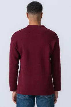 Strikket Langærmet Polo - Bordeaux