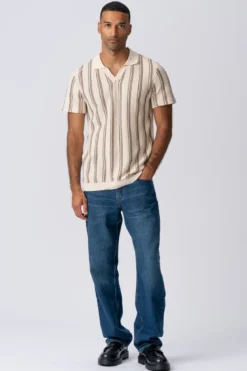 Stripet Pullover - Sand