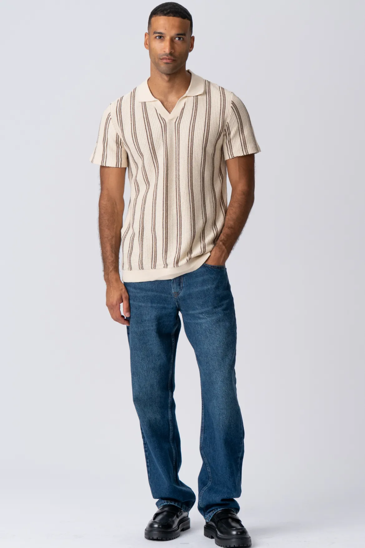 Stripet Pullover - Sand