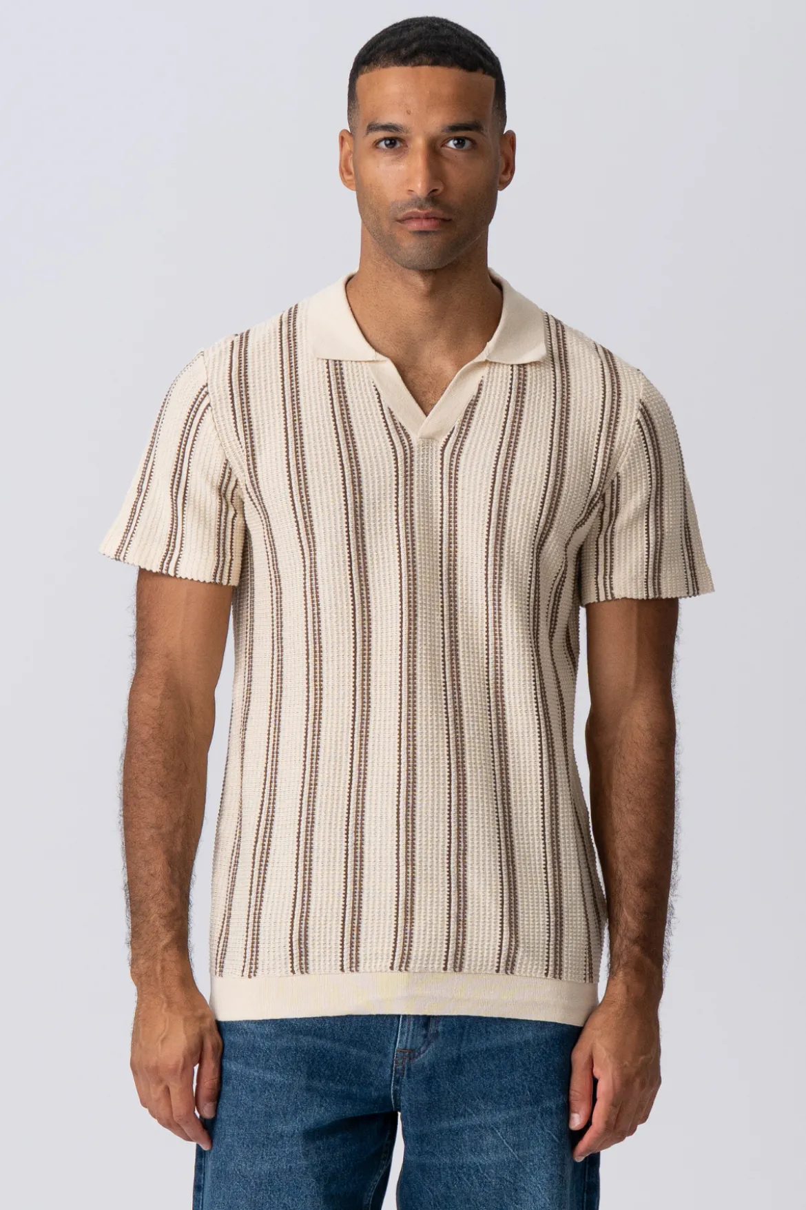 Stripet Pullover - Sand