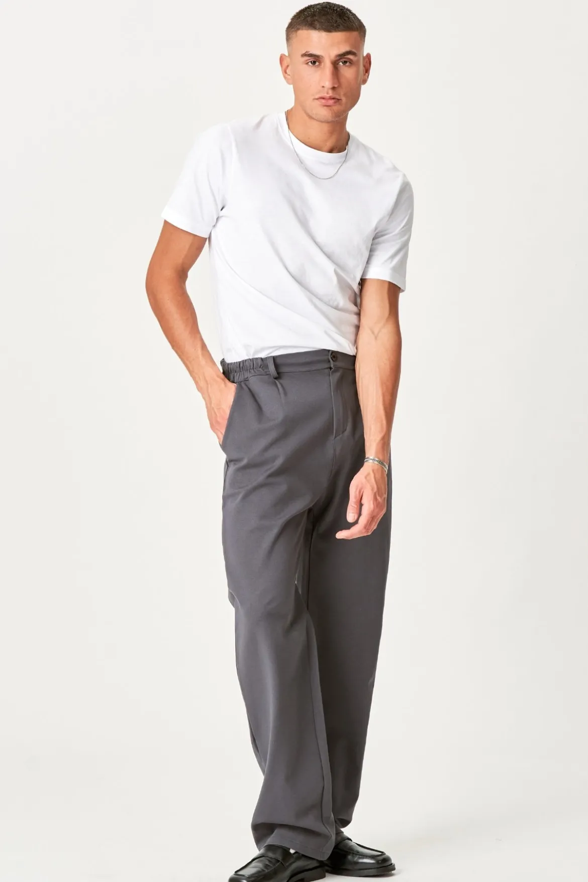 Suit pants loose - Stål Grå