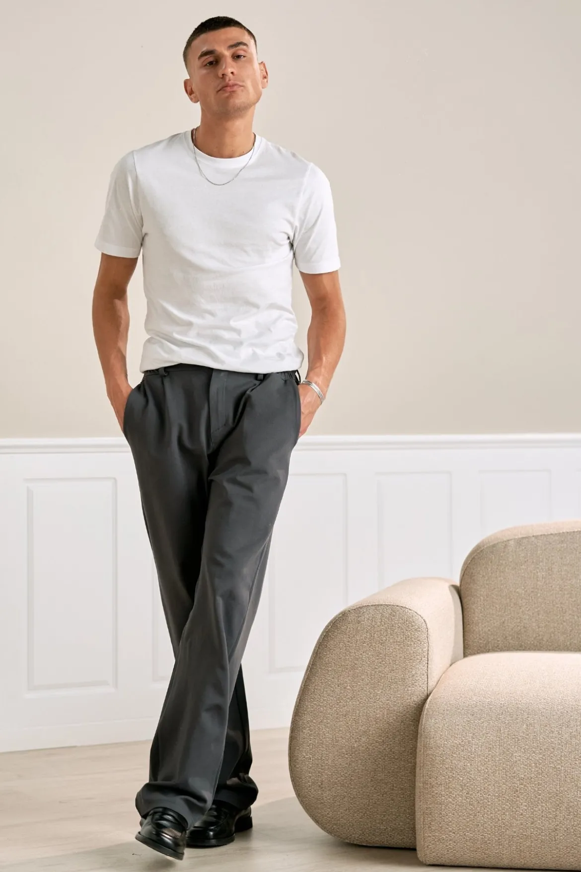 Suit pants loose - Stål Grå