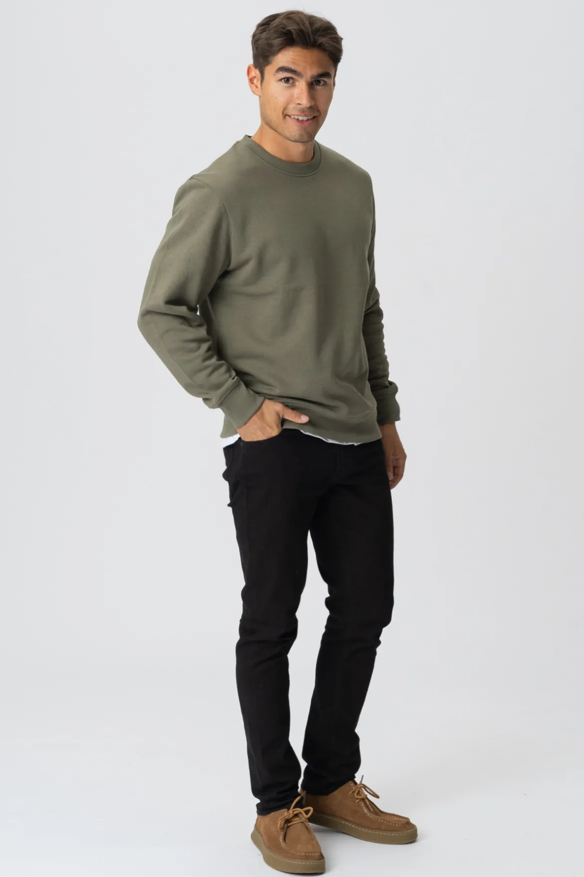 Sweatshirt Crewneck - Army grøn