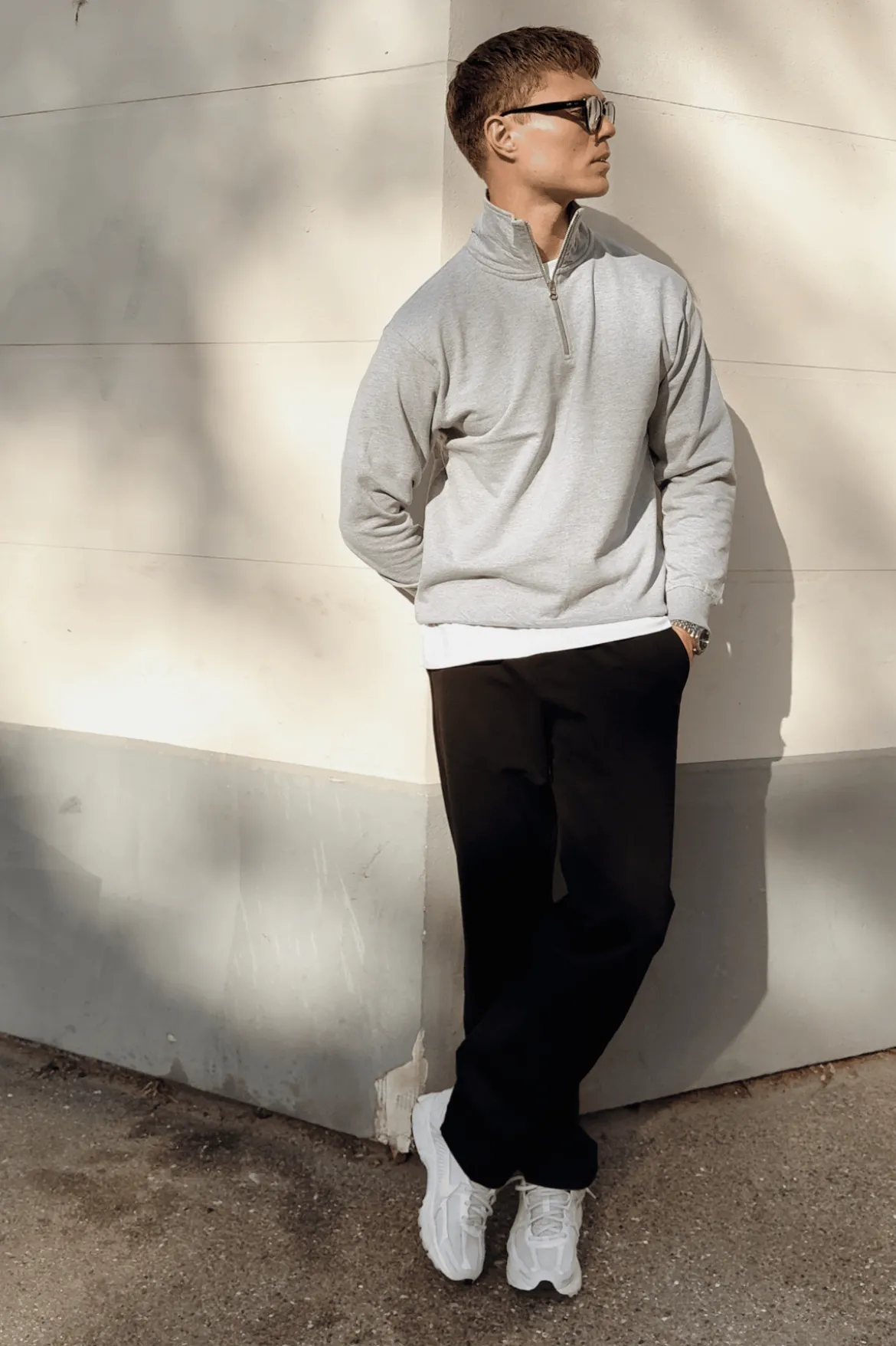 Sweatshirt Half Zip - Grå