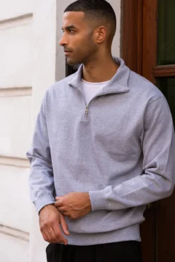 Sweatshirt Half Zip - Grå