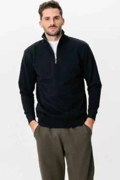 Sweatshirt Half Zip - Sort