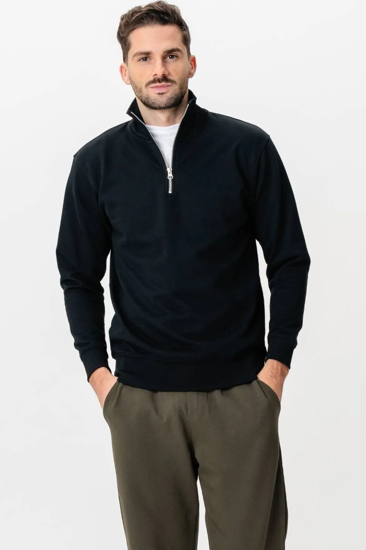 Sweatshirt Half Zip - Sort