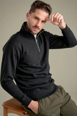 Sweatshirt Half Zip - Sort