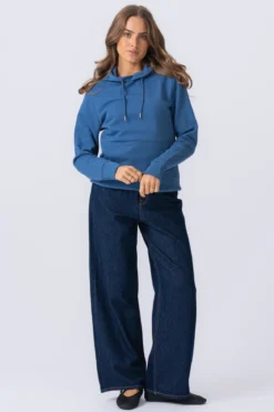 Sweatshirt Hoodie - Støvet Blå