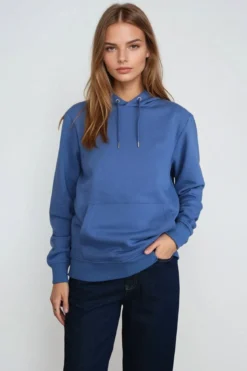 Sweatshirt Hoodie - Støvet Blå