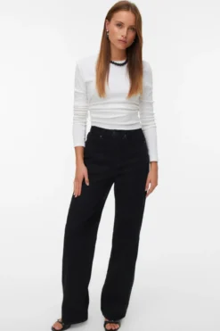 Tessa Wide Jeans Dyreprint - Black Denim Leopard