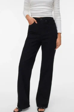Tessa Wide Jeans Dyreprint - Black Denim Leopard