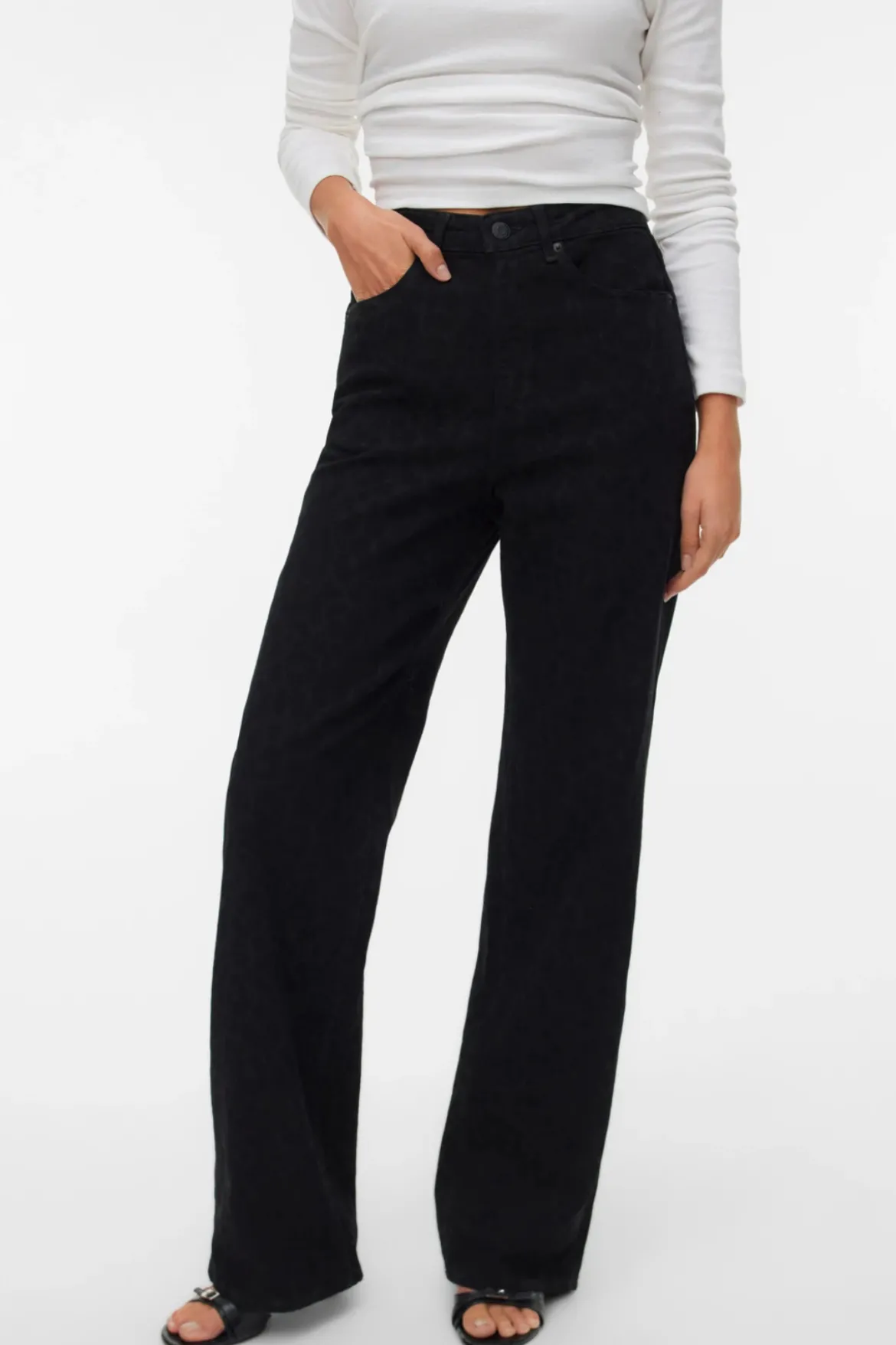 Tessa Wide Jeans Dyreprint - Black Denim Leopard