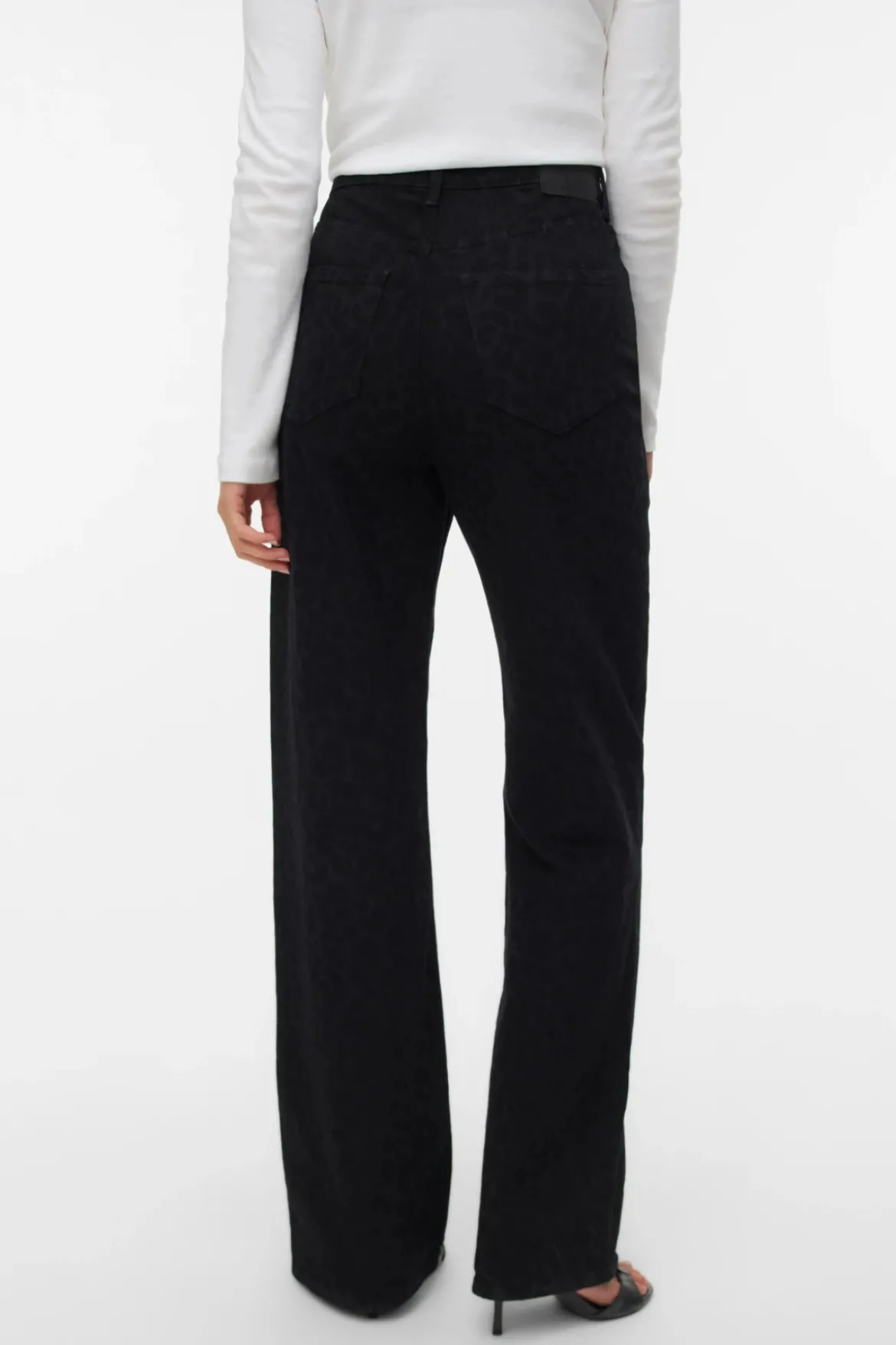 Tessa Wide Jeans Dyreprint - Black Denim Leopard