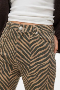 Tessa Wide Stretch Jeans - Silver Mink Zebra