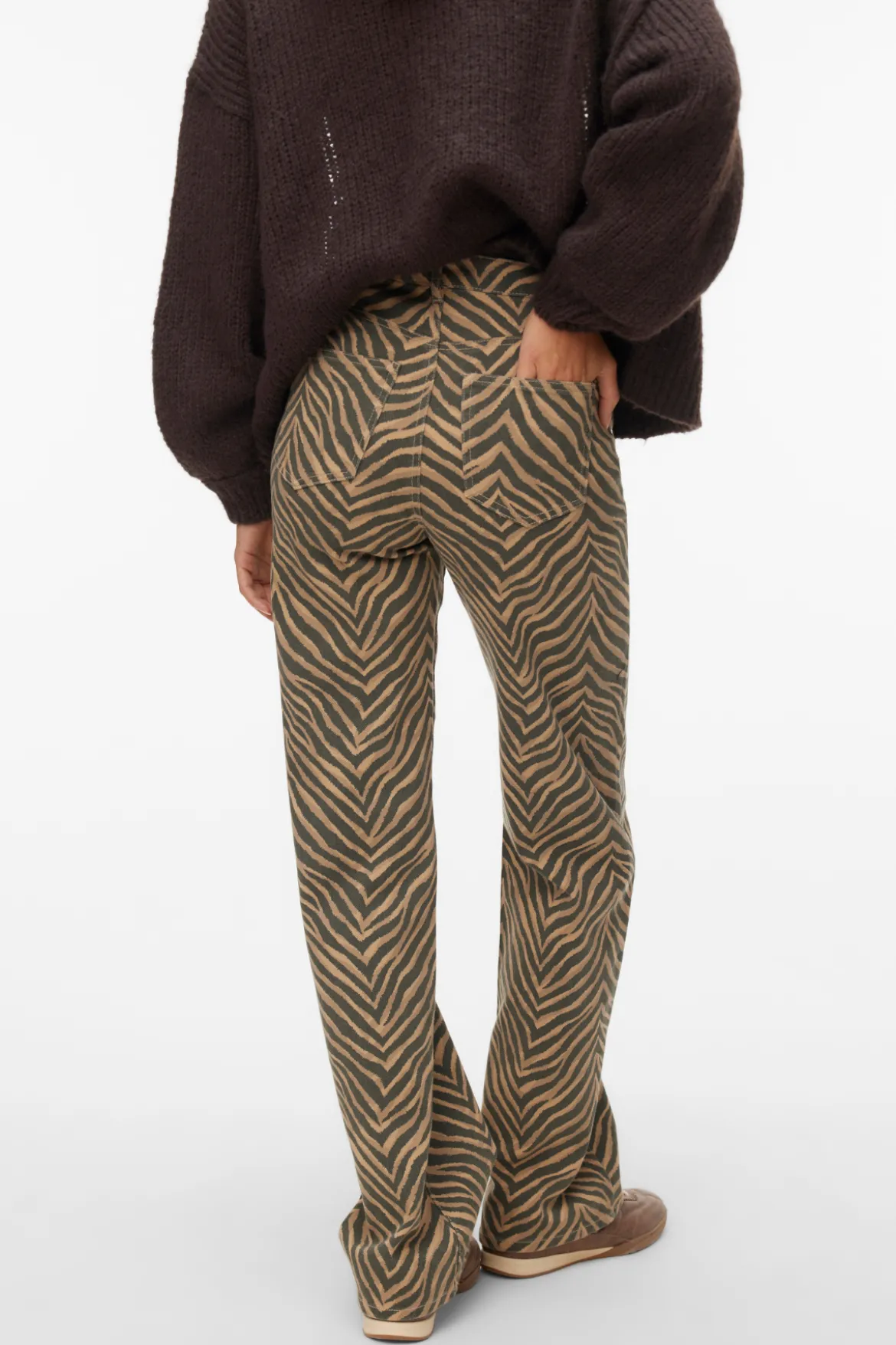 Tessa Wide Stretch Jeans - Silver Mink Zebra
