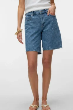 Tess Mr Long Denim Shorts - Medium Blue Denim - Heart