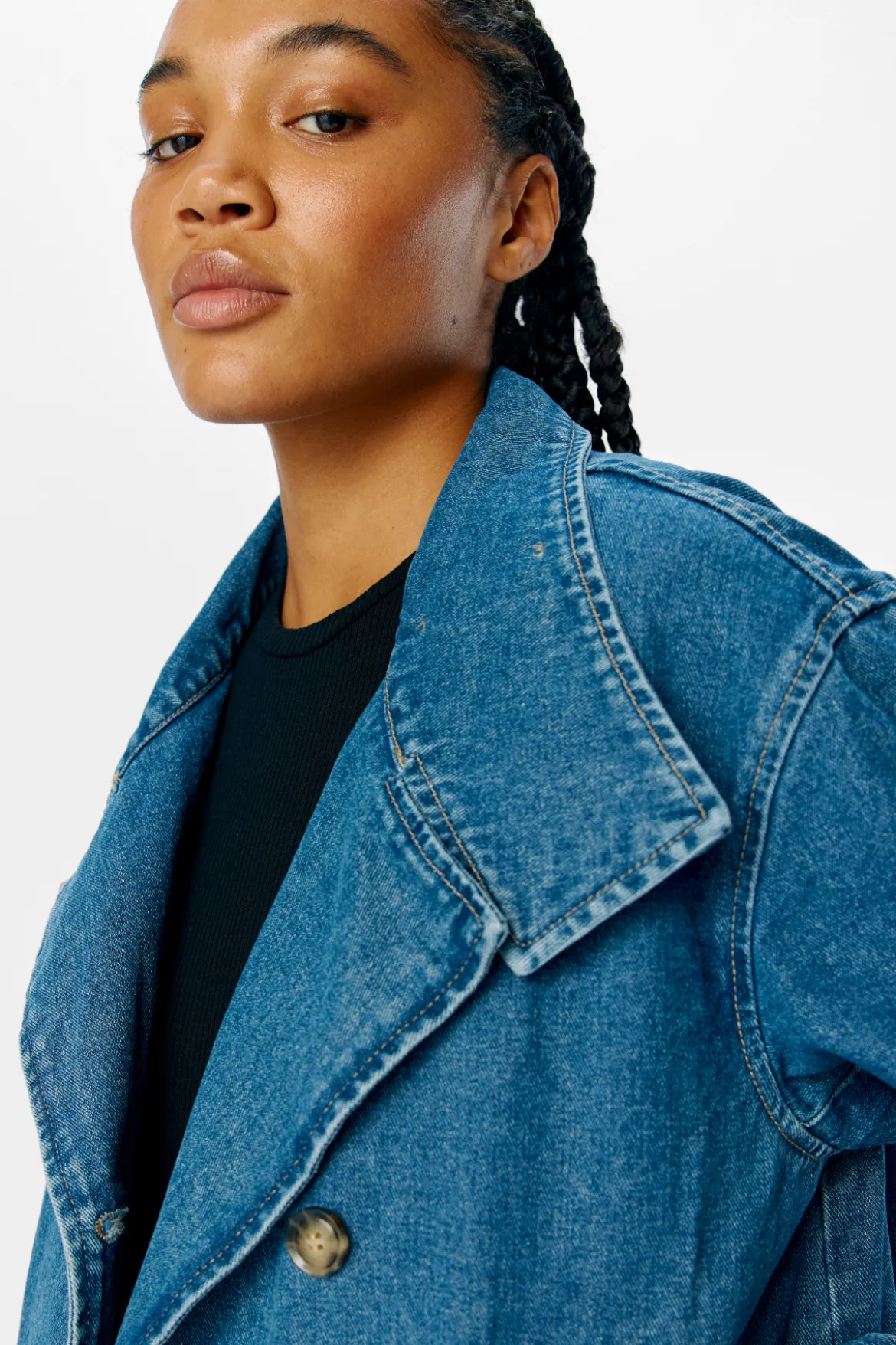 Tilla Gro L/S Denimjakke - Medium blå denim
