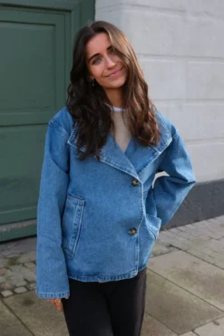 Tilla Gro L/S Denimjakke - Medium blå denim
