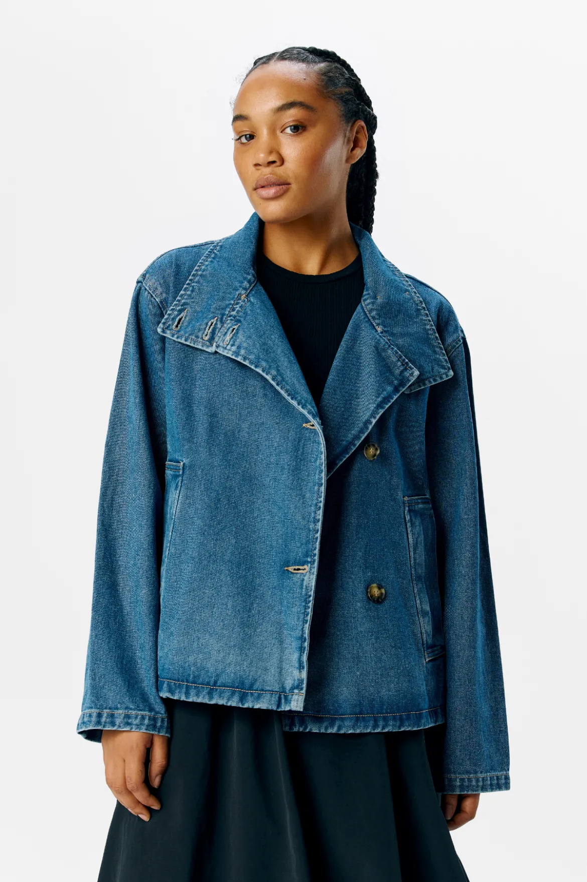 Tilla Gro L/S Denimjakke - Medium blå denim